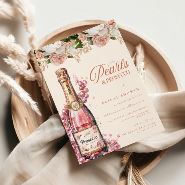 Convites Conta de Noiva com Pérolas Brilhantes e Prosecco (Criador carregado)