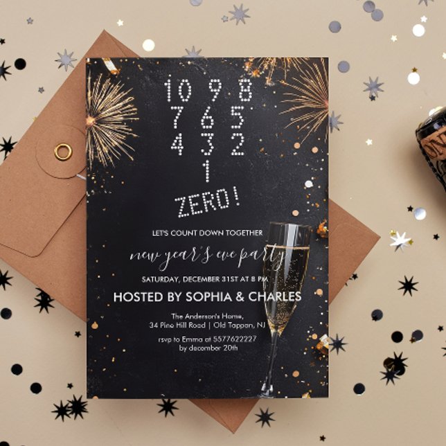 Convites Contar e Champanhe Festa de Véspera de Ano Novo (Criador carregado)