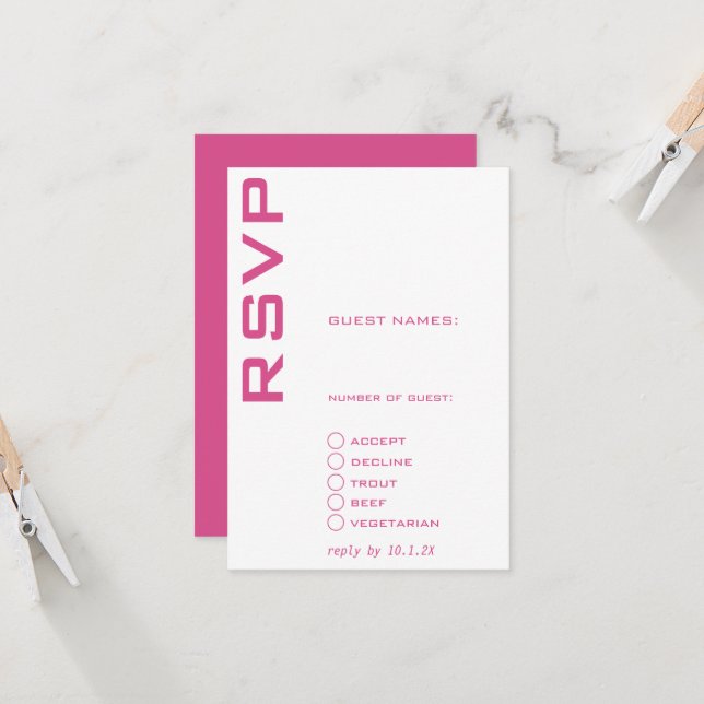 Convites Contemporâneo Cor-de-rosa e branco (Frente/Verso In Situ)