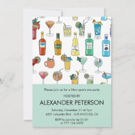 Convites Contemporâneo de Cocktail na véspera do Ano Novo