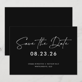 Convites Contemporâneo Preto e Branco Save the Date