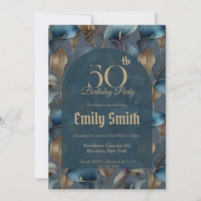 Convites Contemporary Call Lilies Aesthetic Custom Birthday (Frente)