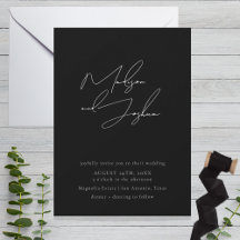 Contemporary Calligraphy Simple Wedding Invitation