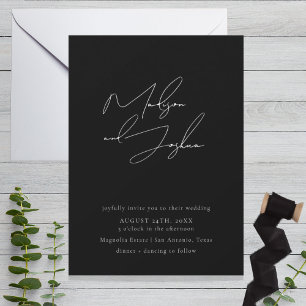 Convites Contemporary Calligraphy Simple Wedding Invitation
