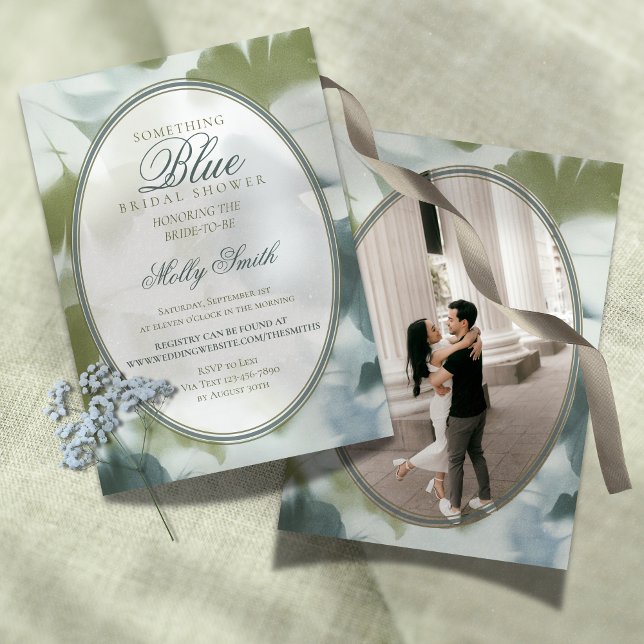 Convites Contemporary Something Blue Bridal Shower (Contemporary Something Blue Bridal Shower Invitation)