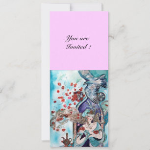 Convites CONTEÚDO TURCO, cor-de-rosa azul claro e vermelho