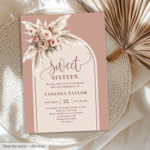 Conto de Fadas Boho Arco Rosa Po dusty Pampas Flor