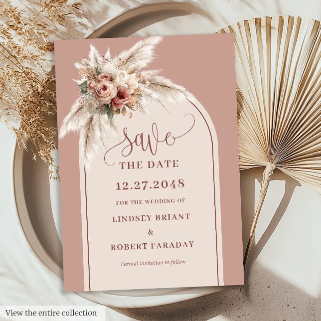 Convites Conto de Fadas Boho Floral Rosa Po dusty Save the  (Fairytale Boho Dusty Pink Floral Save the Date)