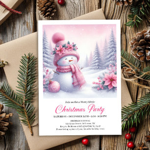 Convites Conto de Fadas Boneco de Neve Rosa Editável Natal 