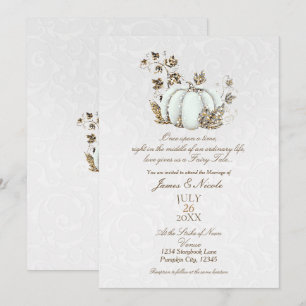 Convites Conto de Fadas Casamento Abóbora Branca Dourada