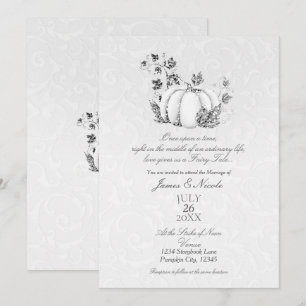 Convites Conto de Fadas Casamento Abóbora Prata Branco Livr