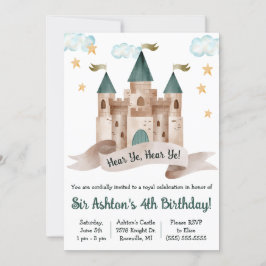 Convites Conto de fadas, Castelo, Cavaleiro, Festa de anive