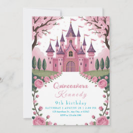 Convites Conto de Fadas Castelo Rosa Princesa Aniversário