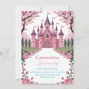 Convites Conto de Fadas Castelo Rosa Princesa Aniversário