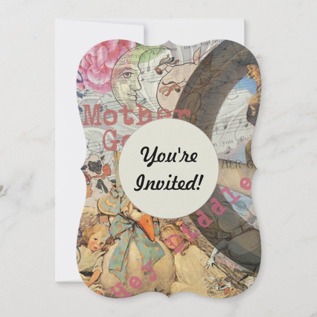 Convites Conto de Fadas da Rima Infantil da Mamãe Gansa (Frente)