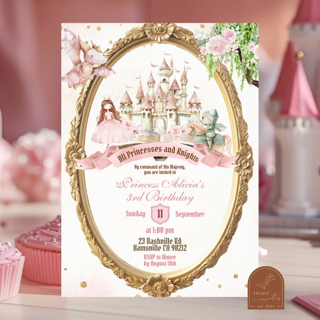 Convites Conto de Fadas Princesa e Cavalheiros Aniversário  (Criador carregado)