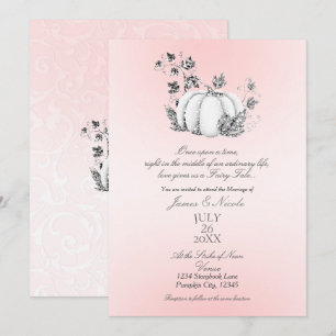 Convites Conto de Fadas Rosa e Prata para Casamento de Abób