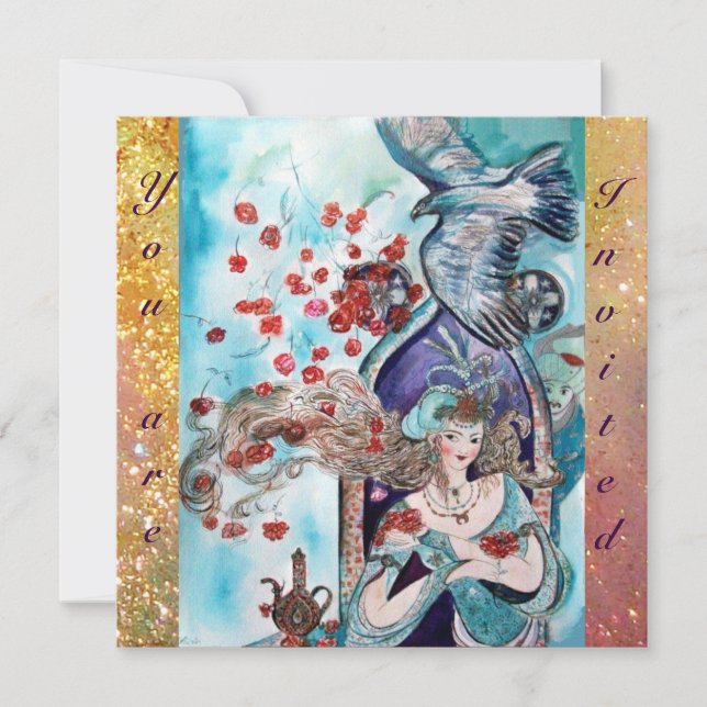 Convites CONTO POPULAR TURCO ,brilho vermelho azul amarelo  (Frente)