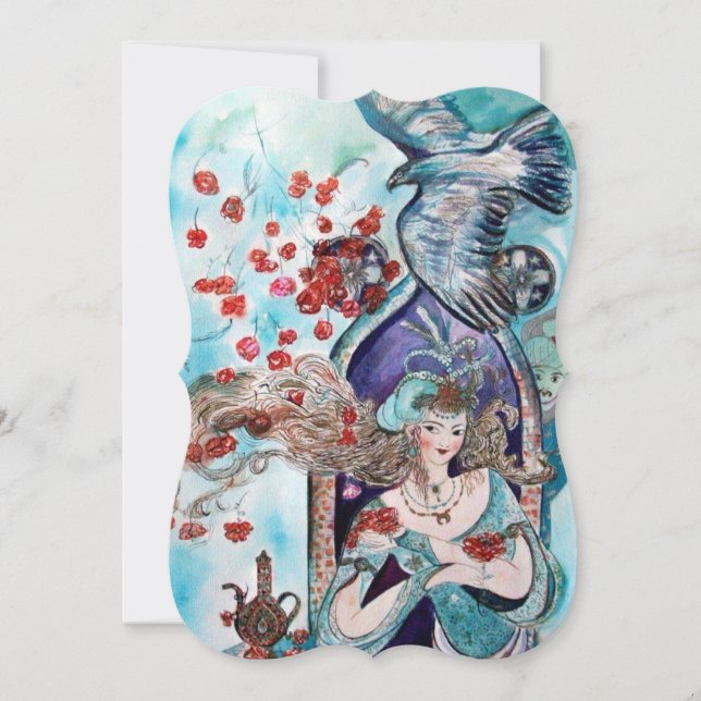 Convites CONTO POPULAR TURCO Faíscas Douradas Azul Celeste (Frente)