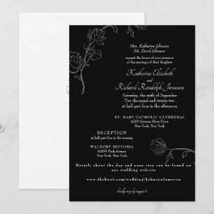 Convites Contorno de jasmim preto site de casamento formal