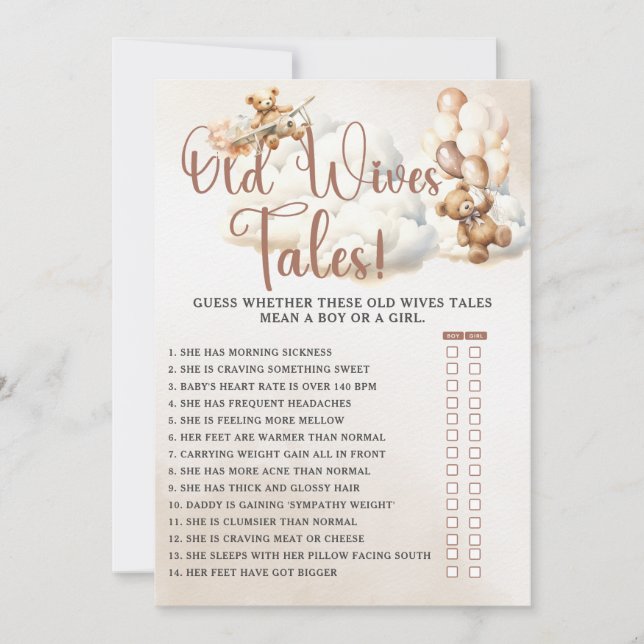 Convites CONTOS DA AVÓ Jogo para Chá de Bebê Urso Bonitinho (Frente)