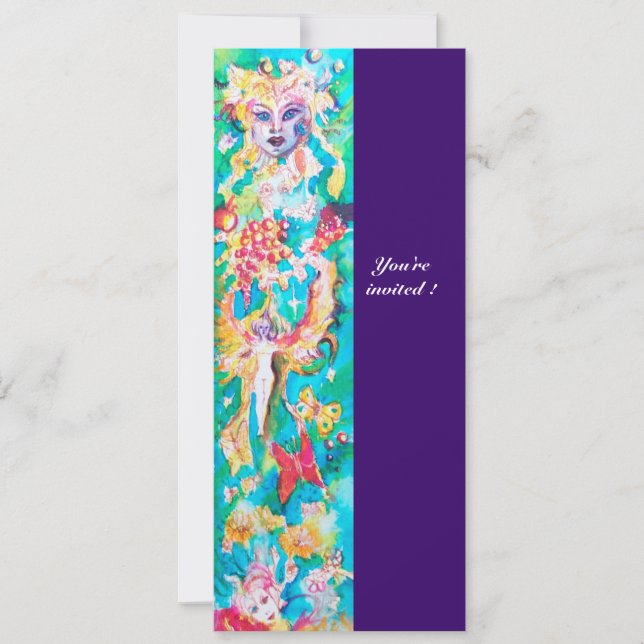 Convites CONTOS DE FADAS DE UVA roxo azul fúcsia rosa branc (Frente)