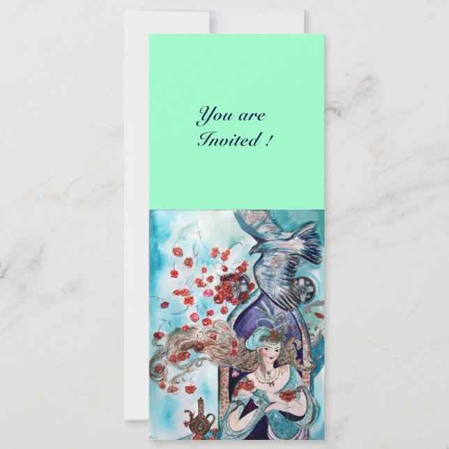 Convites CONTOS DE FADAS TURCOS ,vermelho brilhante azul br (Frente)