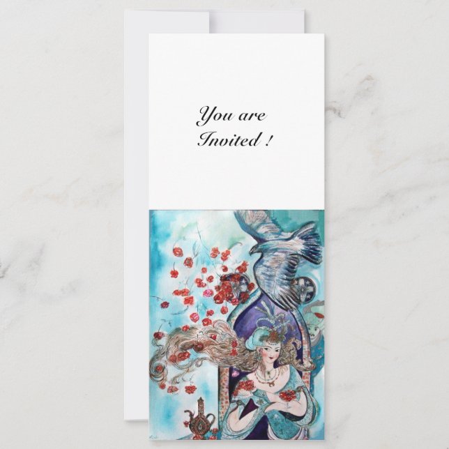 Convites CONTOS DE FADAS TURCOS ,vermelho brilhante azul br (Frente)