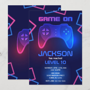 Convites Controlador de Jogo Aniversário de Adolescente Vid