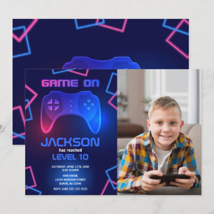 Convites Controlador de Jogo Aniversário de Adolescente Vid