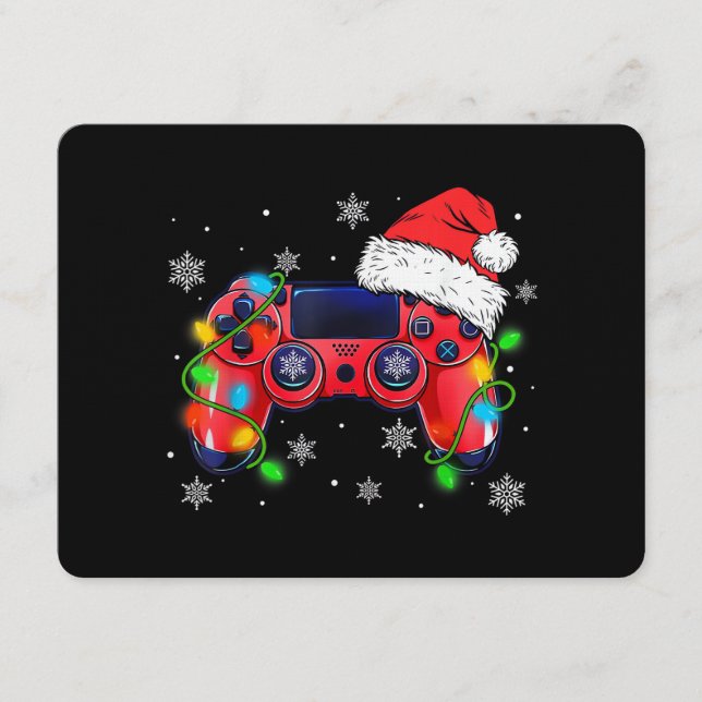 Convites Controlador de Video Game Chapéu de Natal do Papai (Frente)