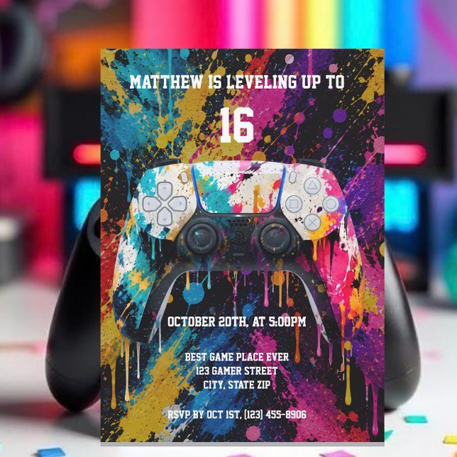 Convites Controle de Video Game (Video Game Controller Invitation )