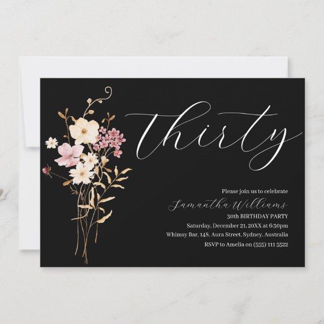 Convites Conversar 30 para mim aniversário de 30 anos preto (Frente)