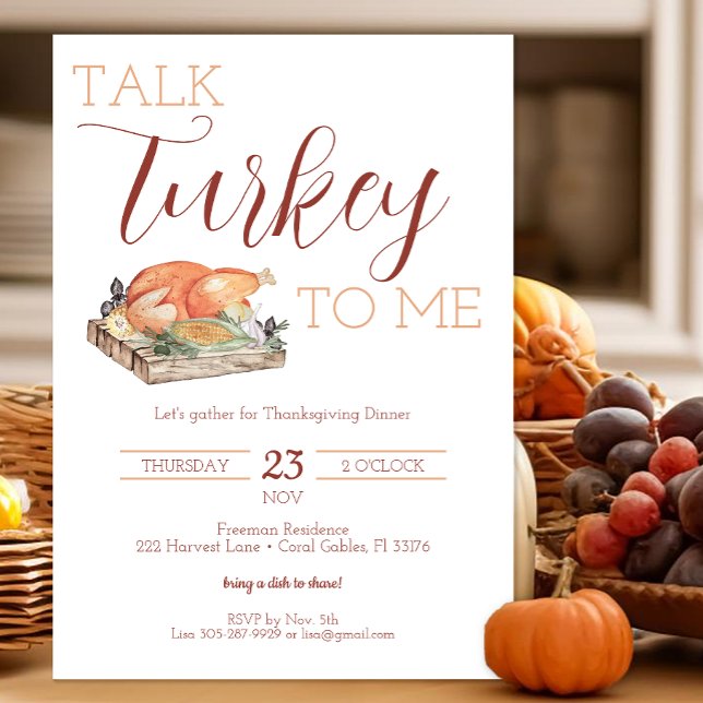 Convites Conversas Rustic Turquia Janta Ação de Graças Conv (Silly Thanksgiving Dinner Invitation)