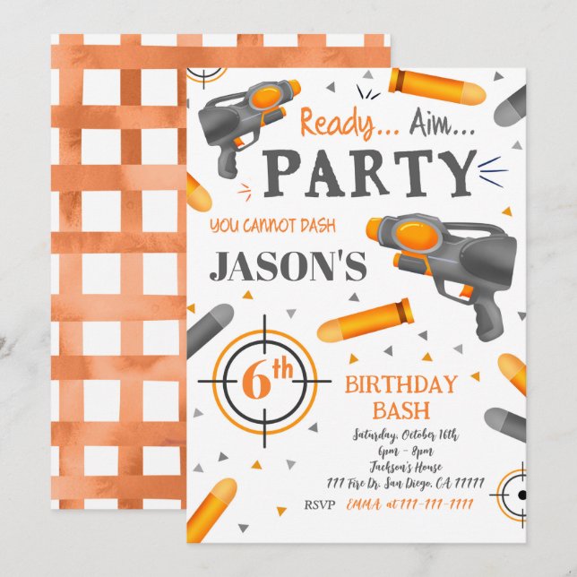 Convites Convidações de Aniversário da Arma (Frente/Verso)