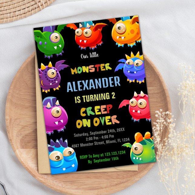 Convites Convidações de Aniversário do Monstro, Monstros de (Monster Birthday Invitations, Fly Monsters Invitation)