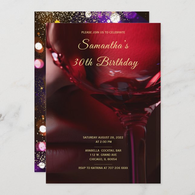 Convites Convidações de Aniversário para Mulher Afro-Americ (Frente/Verso)