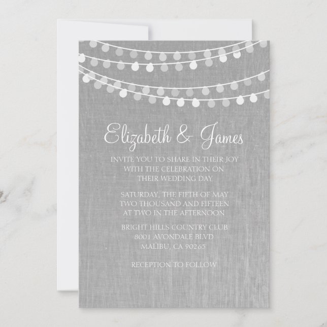 Convites Convidações de Casamento de Sequência de Luzes (Frente)