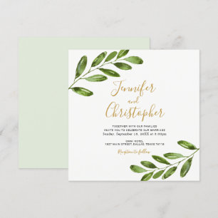 Convites Convidações de Casamento Quadrado de Mola Verde