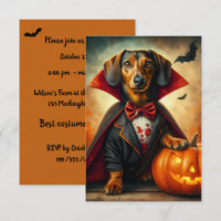 Convidações do Dachshund Dracula Halloween