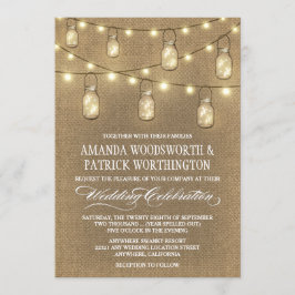 Convites Convidações para Casamento com Mason Jar Burlap