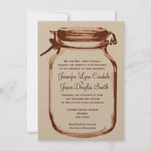 Convites Convidações para Casamento de Mason Jar na Rúss