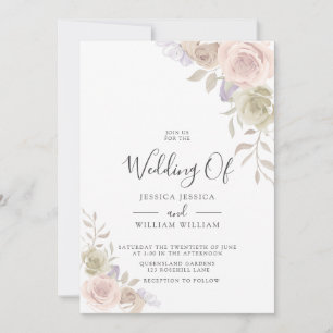 Convites Convidações para Casamento de Rosa Blush Modern Tr