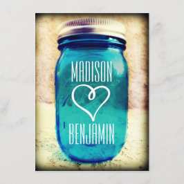 Convites Convidações para Casamento Rústico de Teal Mason J