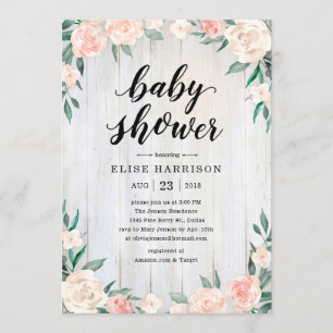 Convites Convidações Rustic Baby Shower para Meninas
