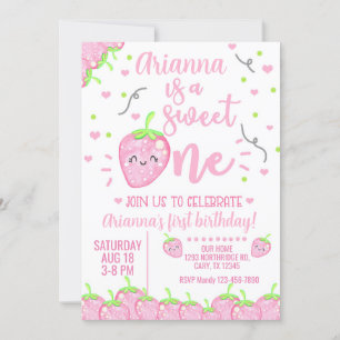Convites Convidada de primeiro aniversário da Strawberry, S