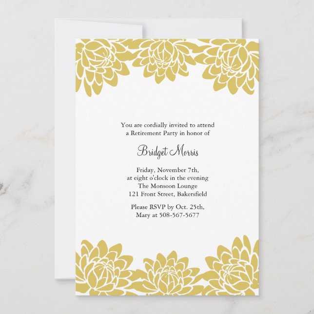 Convites Convidado Amarelo Moderno e Floral do Partido da R (Frente)