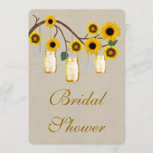 Convites Convidado Burlap Yellow Mason Jar BridalShower