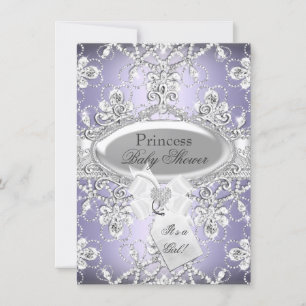 Convites Convidado Chá de fraldas Purple Diamond Tiara Prin