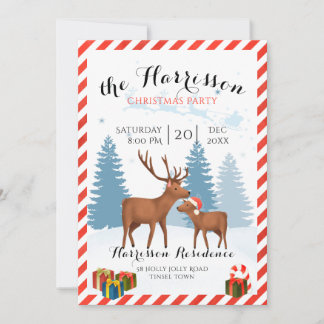 Convites Convidado da festa de Natal com renas